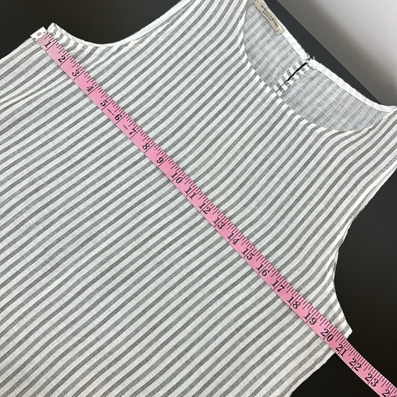 Francesca‎ Bettini Linen Striped Sleeveless Midi Dress L Pockets Lagenloo… - Picture 11 of 13